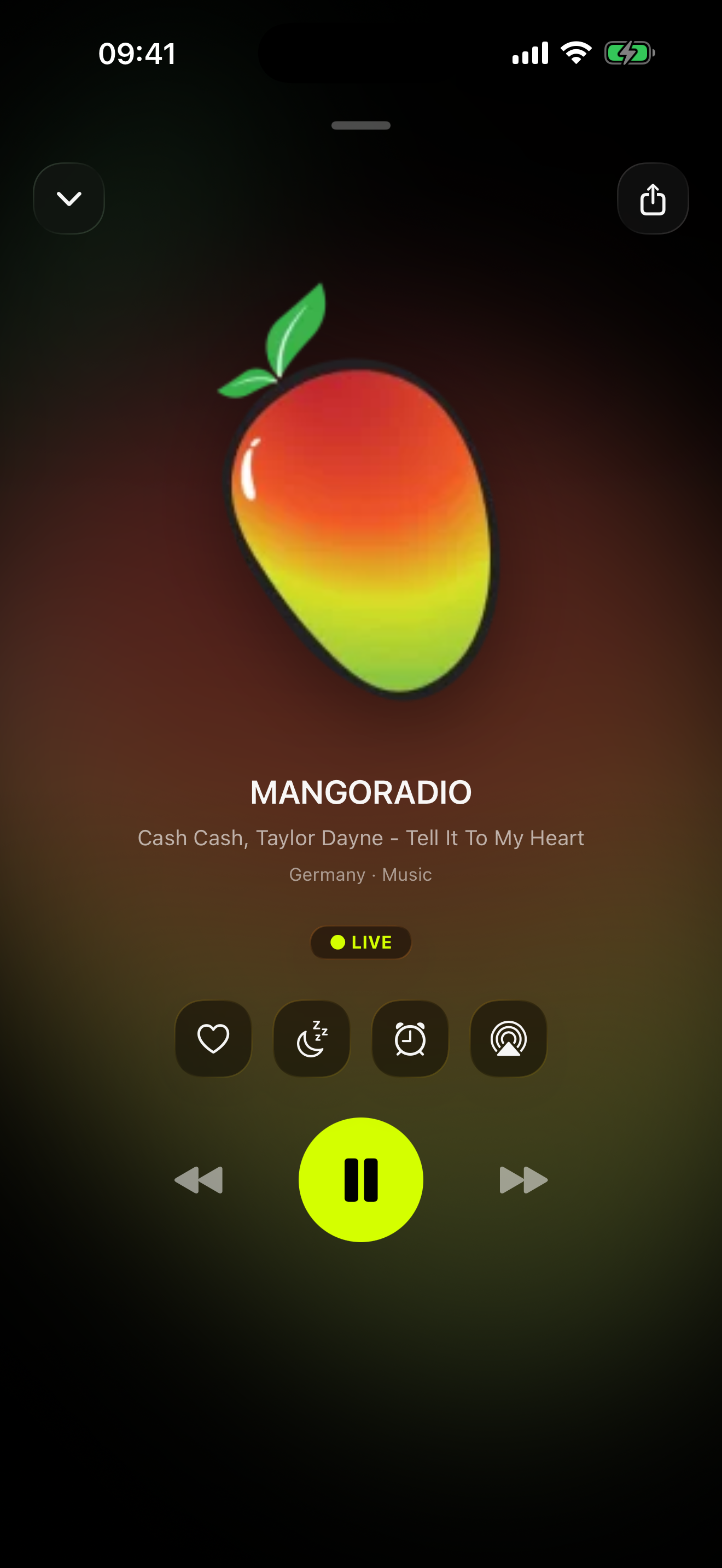Live radio player showing Hits 1 Radio